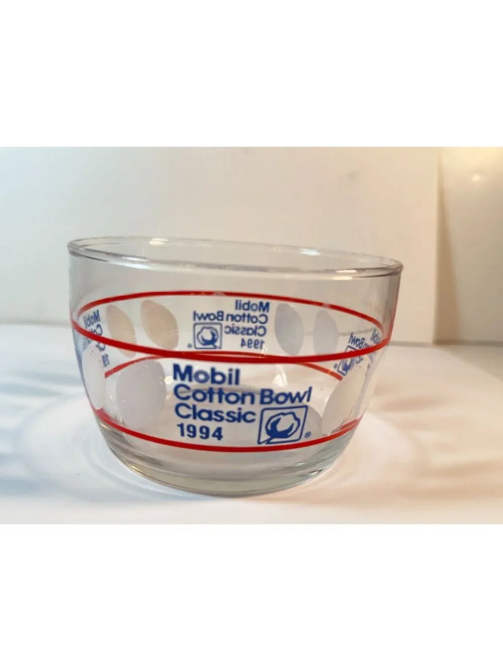 Vintage Football Mobil Cotton Bowl Classic 1994 Glass Snack Candy Cereal Bowl